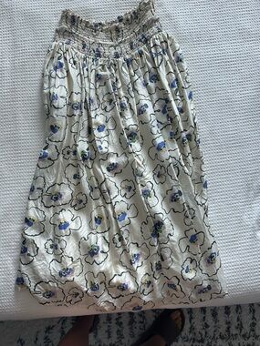 Apiece Apart Women’s Cream Floral Smocked Waist Skirt